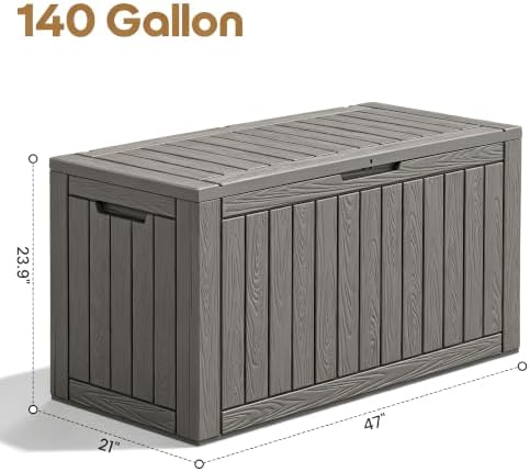 KAMABOKO 140 Gallon Outdoor Storage Box Waterproof Deck Box for Patio - Image 2