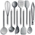 COOK WITH COLOR Silicone Cooking Utensils, Kitchen Utensil Set, Easy to Clean Silicone Kitchen Utensils, Cooking Utensils for Nonstick Cookware, Kitchen Gadgets Set, 10 Pieces, Grey Ombre by CookwithColor