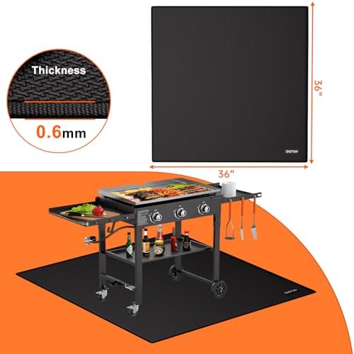 ENGPOW Large 36 x 36 inches Under Grill Mat for Outdoor Grill, Double-Sided Fireproof Indoor Fireplace Mat Fire Pit Mat, Oil-Proof Waterproof BBQ Mat for Deck Patio Lawn,Reusable and Easy to Clean - Image 3