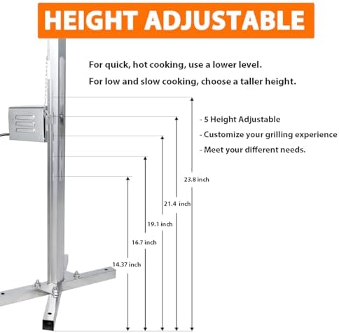 iMeshbean 90lbs Rotisserie Grill Kit, Electric Pig Spit Rotisserie Grill with 45W Motor,Stainless Steel Spit Roaster Stand for Roasting Pig Lamb Turkey Chicken & Whole Animals,Height Adjustable - Image 4