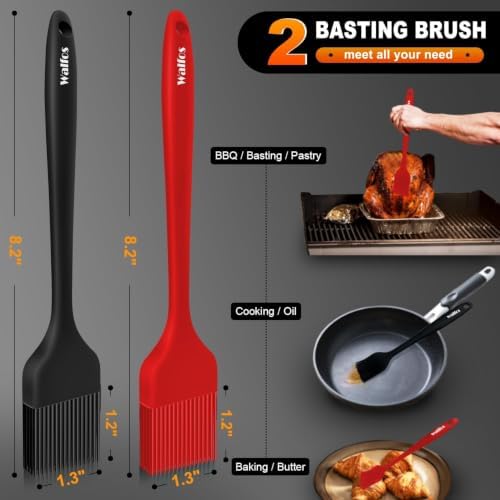 Walfos Pastry Brush, 600℉ Heat Resistant Silicone Basting Small Brush For Baking Cooking BBQ Kitchen king, Desserts, BPA Free&Dishwasher Safe - Image 3