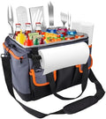 Large BBQ Grill Caddy with Paper Towel Holder, Foldable Insulated Picnic Organizer Bag for Outdoor Grilling, Tailgating, Camping, RV Trips, Must-Have Storage for Cooking Tools Supplies by Homyplaza