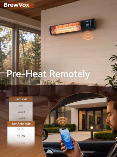 1500W Patio Heater, Electric Outdoor Heaters for Patio with Thermostat, Instant Warmth Carbon Fiber Infrared, Smart App & Remote Control, Wall & Stand Mount, IP65 Waterproof - Image 3