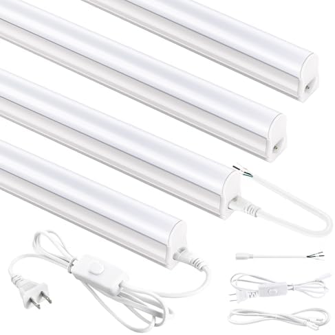 3FT T5 SE LED Shop Lights, 1760LM 6500K Bright White LED Integrated Fixture, 16W Linkable Garage Light, Ceiling and Cabinet Light with ON/OFF Switch, Workshop, Basement, FCC Certified, 4 Pack by YULINKCOLighting