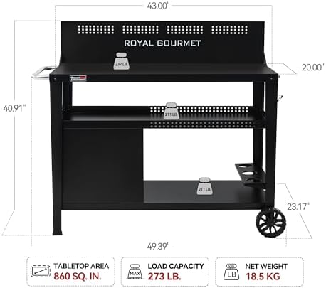 Royal Gourmet PC4401B 3-Tier Dining Cart with Wind Guard, Black - Image 3