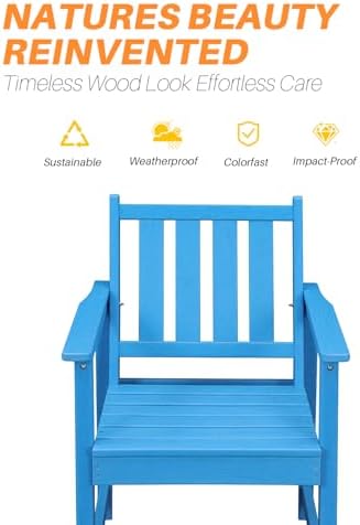 Patio Dining Chair Set of 2, HDPE Outdoor Dining Chair, Ergonomic HDPE Dining Chairs with Deep Seating, All Weather Outdoor Chairs Furniture for Backyard, Deck, Garden, Poolside, Sky Blue - Image 6