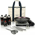 TECHEF - KBBQ Ultimate Set with Korean BBQ Grill Pan, Agni Portable Gas Stove Burner, Carrying Bag, 4 pack Butane Gas, Scissors, 2 BBQ Tongs, Made in Korea by TECHEF