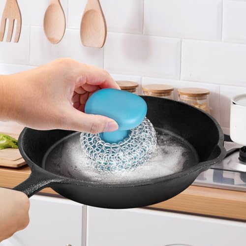 Cast Iron Scrubber Dish Scrub Brush 316 Chainmail Scrubber for Cast Iron - Image 2