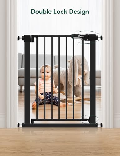 Bebelio 26–28.5" Narrow Baby Gate, No Driiling, PressGuard P7, Black - Image 6