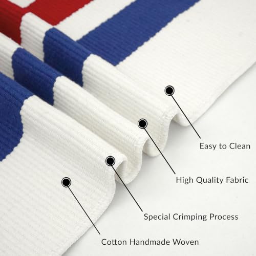 IOHOUZE Patriotic Striped Outdoor Rug 4x6, Washable, Red White Blue - Image 6