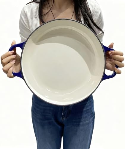 3.5 QT Enameled Cast Iron Braiser Dutch Oven with Lid, Blue - Image 3