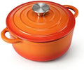 Leonyo 2-Quart Small Enameled Cast Iron Dutch Oven Pot with Lid, Orange by Leonyo
