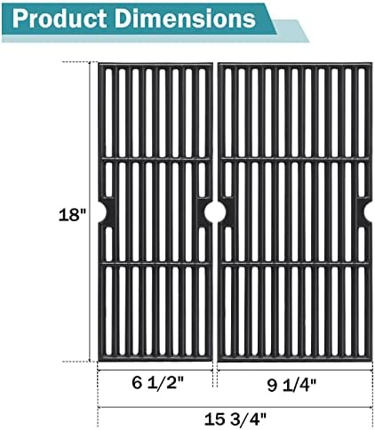 Criditpid 18 Inch Grill Grates for Charbroil Performance 2 Burner 463625217 463673519 Replacement Parts, Cast Iron Grill Cooking Grate for Char-Broil G470-0002-W1, G470-0003-W1, 463625219, 463673517 - Image 2
