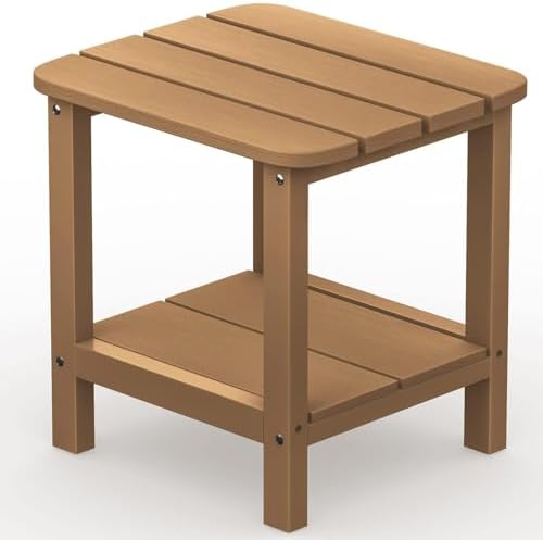 SERWALL Double Adirondack Side Table Rectangular End Table, Brown by SERWALL