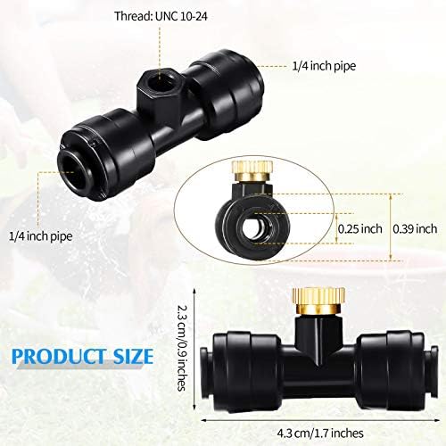 Ripeng 72 Pcs Brass Misting Nozzles Tees Plugs, 1/4 Inch Outdoor Mister - Image 2