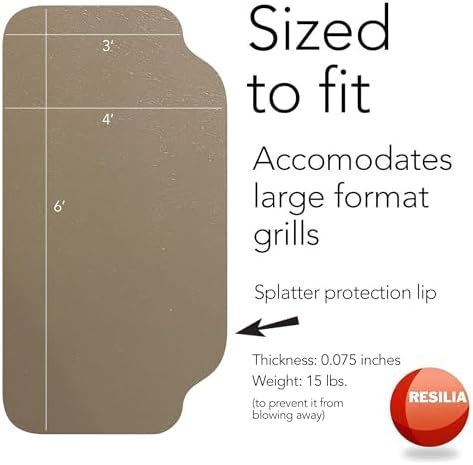 RESILIA Large Under Grill Mat – Heavy Duty, Outdoor Floor Protector Mats for Deck, Patio, & Garage – 72 Inch x 48 Inch with 12 Inch Splatter Protection Lip, Beige/Tan Orange Peel, Made in The USA - Image 4