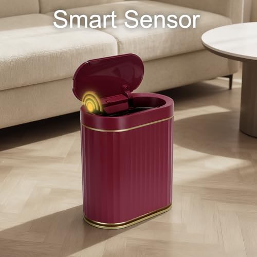 ELPHECO 2 Gallon Sensor Trash Can, Automatic Lid, Burgundy Gold - Image 3