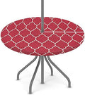 Round Tablecloth with Umbrella Hole and Zipper Moroccan Pattern Outdoor Elastic Fitted Table Cloth 36"-44" Oil-Proof Waterproof Burgundy Red Patio Table Cover for Picnic Party by GzLeyigouHomeKitchen
