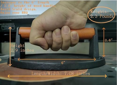 Firsgrill Burger Press 7.08" Round & 8.3”X4.3”Rectangle Heavy-Duty Cast Iron Smash Meat Steak With Wood Handle for Blackstone Camp chef Pitboss Weber Treager Griddle Grills (Round & Rectangle) - Image 5