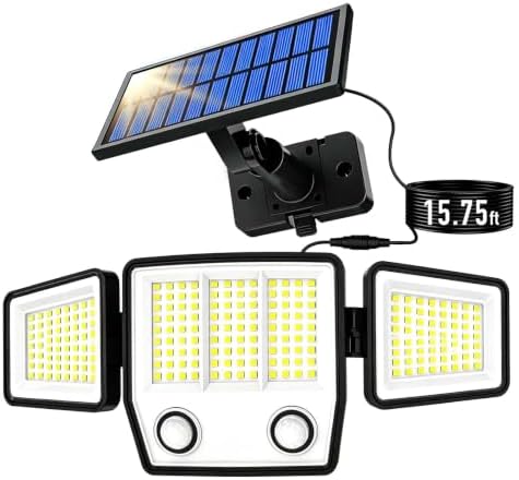 MDCMDCM Split Solar Lights Outdoor Waterproof with Dual Motion Sensors - 15.7ft Cable 3000LM Solar Security Light for Garden Patio Pathway Fence, IP65 Waterproof Solar Flood Lights for Outside by MDCMDCMSolarLightsOutdoor