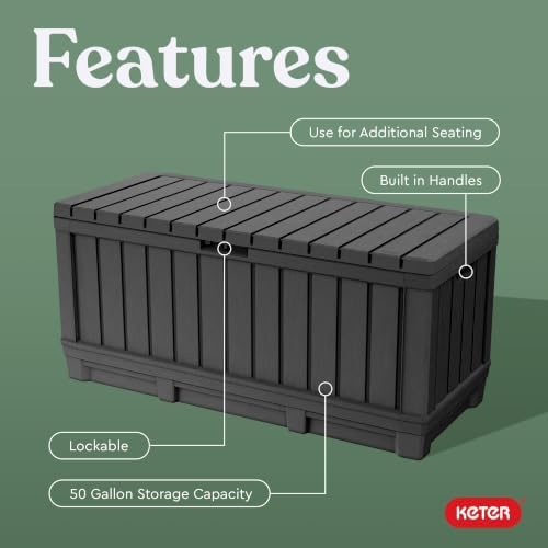 Keter Kentwood 92 Gal Outdoor Storage Box for Patio and Pool Accessories - Image 4