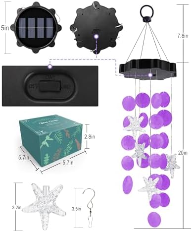 Toodour Solar Wind Chimes for Outside, Gifts for Mom Grandma Women Girls - Image 6