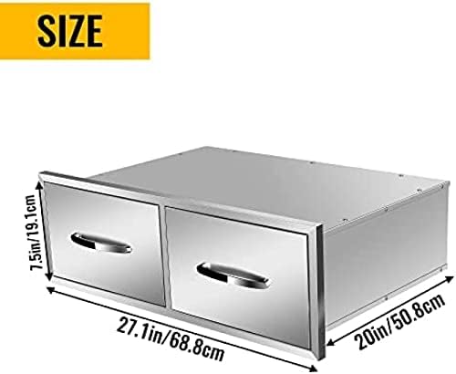Stainless Steel Outdoor Kitchen BBQ Island Drawers - Flush Mount Triple Access, 30Wx20Dx10H - Image 2