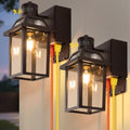 Porch Lights with GFCI Outlet Dusk to Dawn Outdoor Lighting Brown 2Pack by YISURO
