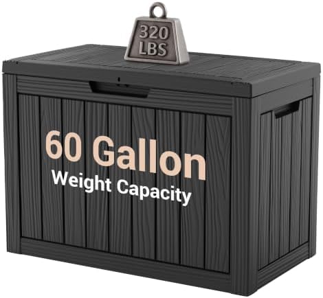DRATO 60Gal Weatherproof Resin Deck Box, Black Lockable Outdoor Storage Bin - Image 4