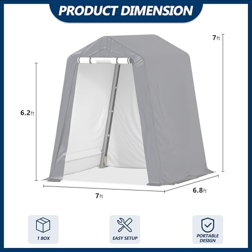 COVERONICS 6' x 7' Outdoor Portable Storage Shelter Shed, Grey - Image 3