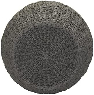 Household Essentials Handwoven Paper Rope Barrel Wicker Storage Basket Side Table, Gray - Image 4