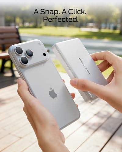 MOVE SPEED 0.5'' 10,000mAh Magnetic Power Bank, Alloy-Design MagSafe Portable Charger,Fast Charging Magsafe Battery Pack for iPhone 16/15/14/13/12,Travel Essential,Oyster White - Image 4