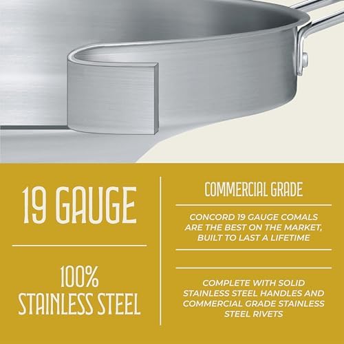 CONCORD Stainless Steel 3 Piece 22" Comal Cookware Set. Comales Discada Set - Image 5