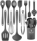 Gray Kitchen Utensils Set-12 Pieces Silicone Cooking Utensils Set by Pranski