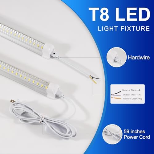 XLNYUUI Led Shop Lights,4FT LED Light 50W 6500K 7000LM Led Daylight,Garage Light Linkable Clear Cover Integrated V-Shape for Garage Warehouse Workbench Workshop(8-Pack) - Image 3