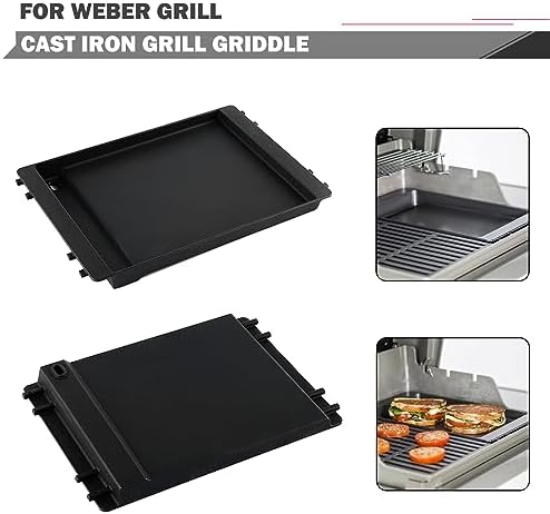 7566 Griddle Replacement Parts for Weber Genesis Griddle E-310 E-330 S-330 Grill Parts Weber Genesis 300 Series S-310 EP-310 E-320 S-320 EP-330 Cast Iron Flat Top Replacement Half Cooking Grates Plate - Image 2