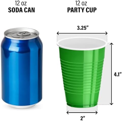 DecorRack 20 Party Cups 12 oz Disposable Plastic Cups for Birthday Party Bachelorette Camping Indoor Outdoor Events Beverage Drinking Cups (Green, 20) - Image 4