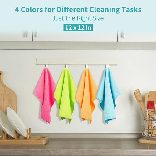 Microfiber Cleaning Cloth, 12 Pack Cleaning Rags, 12" x 12" Microfiber Towel, Lint Free Non-Abrasive Dusting Cloth, Microfiber Towels for Cars Kitchen Garage House Office - Image 2