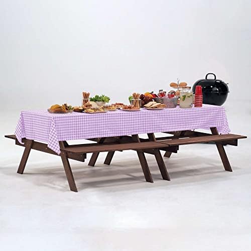 C CRYSTAL LEMON Purple Gingham Disposable Plastic Tablecloths, 4 Pack - Image 2