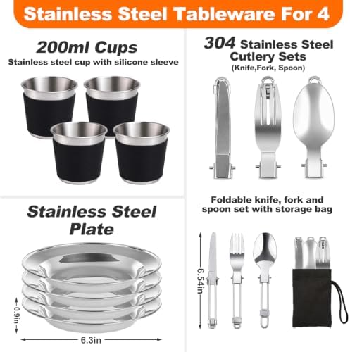 34PC Camping Cookware Set for 5-7, 2 Pots, Frying Pan & Kettle - Image 5
