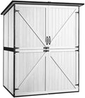 GUTINNEEN Outdoor Storage Cabinet Durable Metal Frame and Solid Wood Vertical Tool Shed with 3 Adjustable Height Shelves and Bottom Floor for Patio, Garden, Backyard, 55" L x 29" W x 67" H by GUTINNEEN