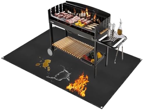 Under Grill Mat for Outdoor Grilling, 32 x 48 inches Double-Sided Fireproof Waterproof BBQ Protector for Deck and Patio Under Grill Mat for Outdoor BBQ by Unknown