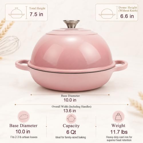 AHJ 6QT Enameled Cast Iron Dutch Oven for Sourdough Bread Baking - Image 2