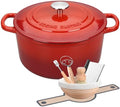 EDGING CASTING Enameled Cast Iron Dutch Oven with Sourdough Bread Baking Kit, Bread Dutch Oven with Lid, Includes Proofing Basket & Baking Tools, 5qt, Red by EDGINGCOOKWARE