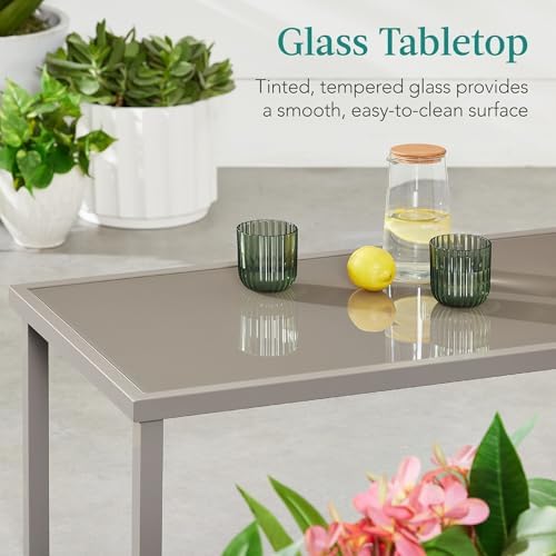 Best Choice Products 4-Piece Outdoor Textilene Patio Conversation Set, Backyard Furniture w/Loveseat, Coffee Table, Steel Frame - Taupe/Charcoal - Image 6