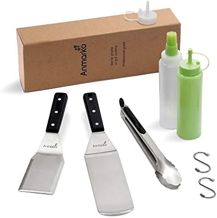 Metal Spatula Set of 4 - Griddle Accessories kit - Grill Flat Spatula Pancake Flipper Hamburger Turner - Metal Utensil Great for BBQ Grill Flat Top Cast Iron Griddle - Image 7
