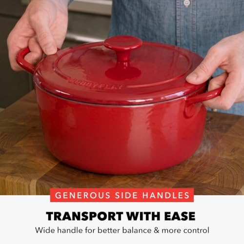 GreenPan x Bobby Flay 5.5QT Enameled Cast Iron Dutch Oven With Lid, Red - Image 5