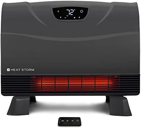 Heat Storm Phoenix HS-1500-PHX, Infrared Space Heater with Attachable Feet, Remote Control, Energy Efficient-750-1500 Watts, Gray Floor or Wall by HeatStorm