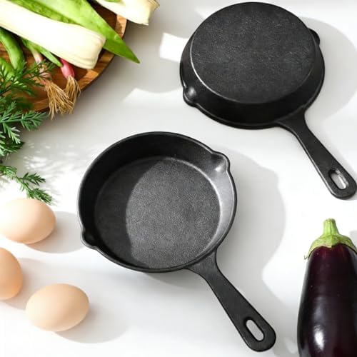 4 Pack Mini Cast Iron Skillet, 6 Inch Small Cast Iron Frying Pan, Pre-Seasoned Cast Iron Skillet Set, Black Non-Stick Mini Cast Iron Cookware for Stove, Oven, Grill Safe, Indoor and Outdoor Use - Image 5