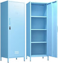 Metal Locker Storage Cabinets School Lockable Single File Storage Cabinet with Door and Removable Shelves Kids Locker for Gym Pantry Kitchen (Light Blue) by Epochsteele